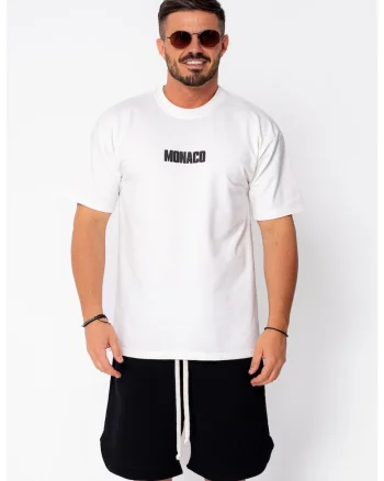Tricou Monaco imprimat Off White 22124, Alb