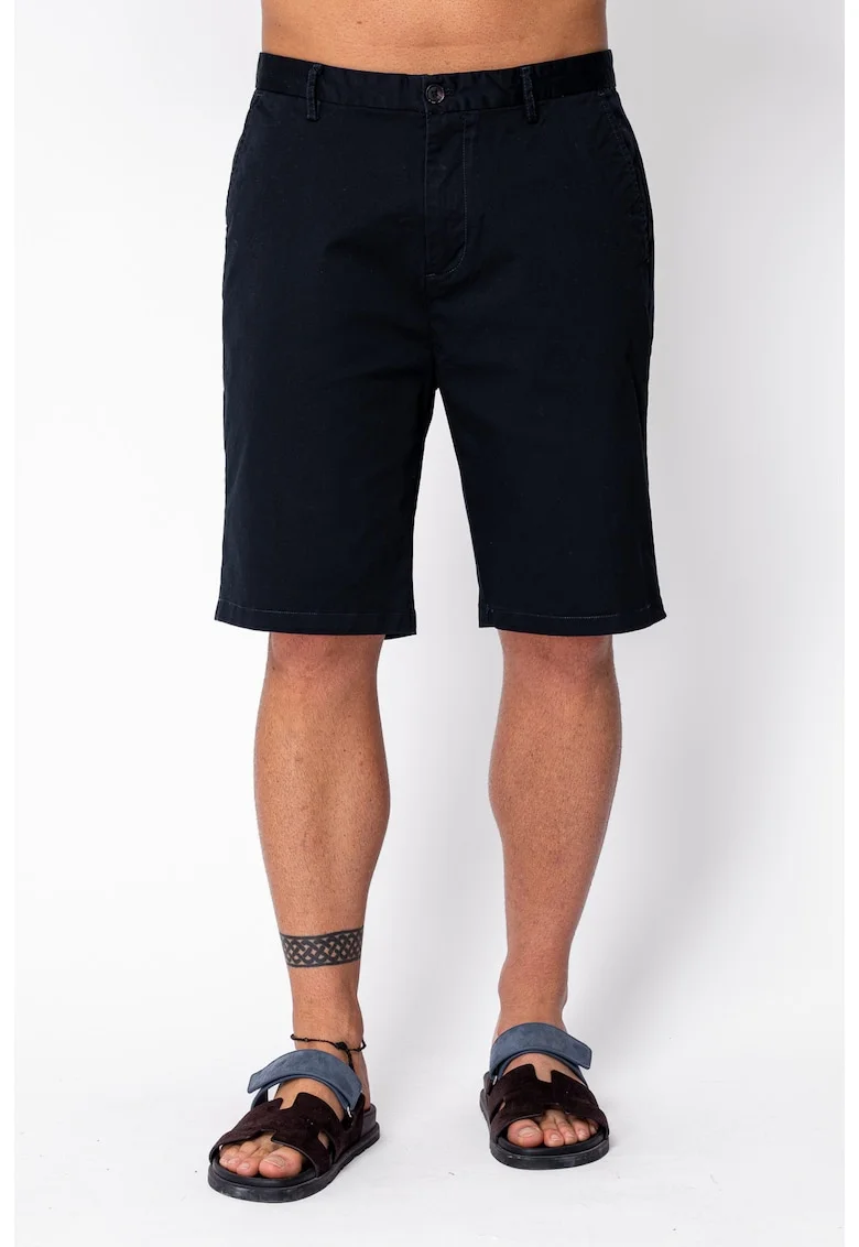 Pantaloni scurti cu nasture din bumbac Navy 22010, Bleumarin