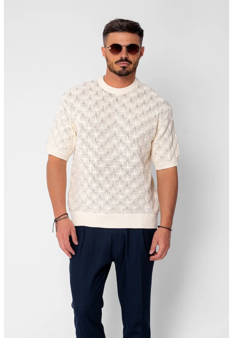 Tricou tricotat Beige 22019, Bej
