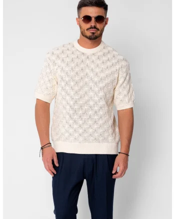 Tricou tricotat Beige 22019, Bej