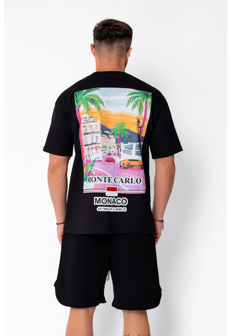 Tricou Monte Carlo imprimat Black 22109, Negru