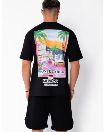 Tricou Monte Carlo imprimat Black 22109, Negru