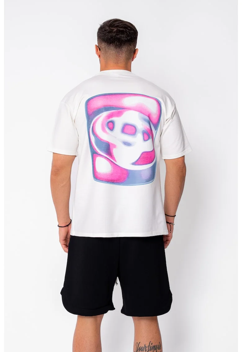 Tricou barbati imprimat White 22080, Alb optic