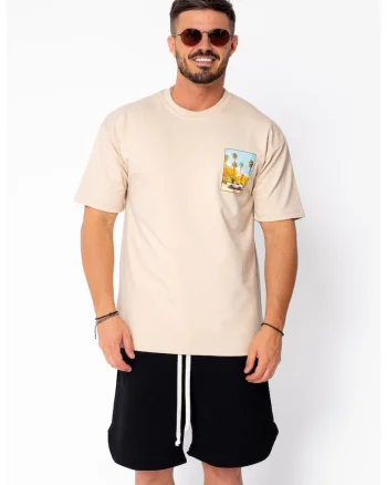 Tricou L.A imprimat Light Beige 22060, Bej deschis
