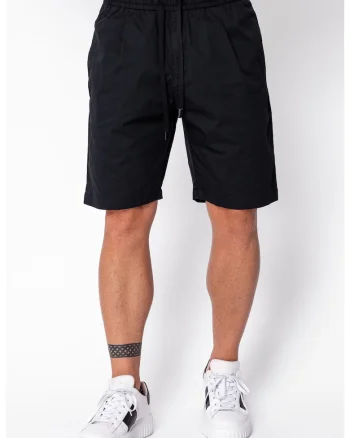 Pantaloni scurti cu snur din bumbac Black 22134, Negru