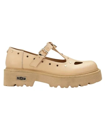 Pantofi Mary Jane Slash din piele, Bej