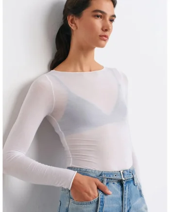 Bluze dama,  bluza tricotata, maneca lunga, alb, elastic