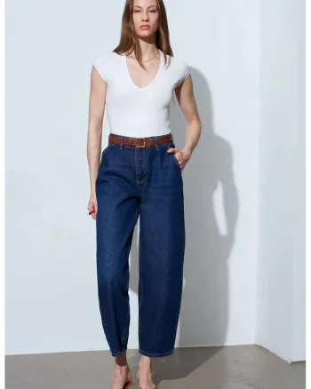 Bluza dama,  top scurt, elastic, alb, bumbac/modal/elastan