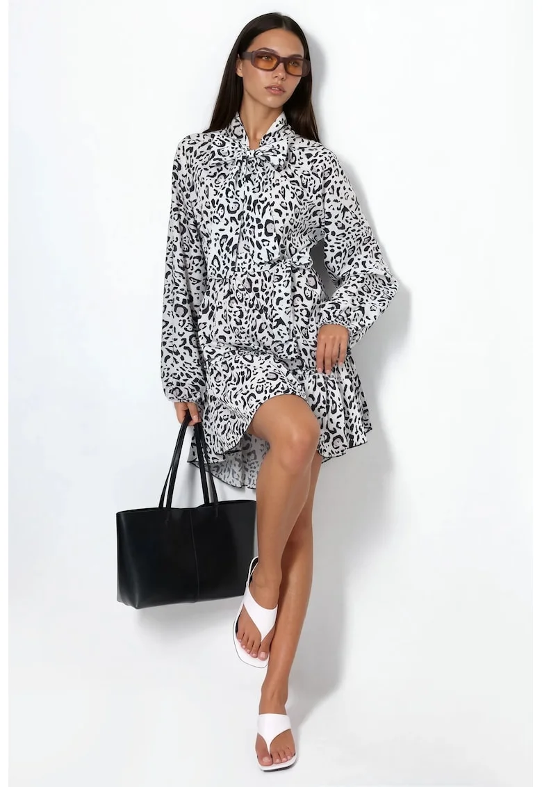 Rochie Mini,  Elegant, cu cordon, Alb Prafuit, Poliester-Lycra