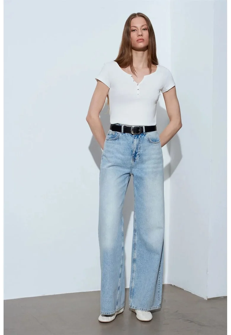 Tricou  pentru Femei, Slim Fit, Alb, 100% bumbac, Maneca scurta