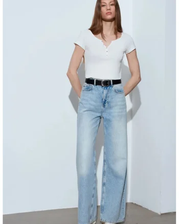 Tricou  pentru Femei, Slim Fit, Alb, 100% bumbac, Maneca scurta