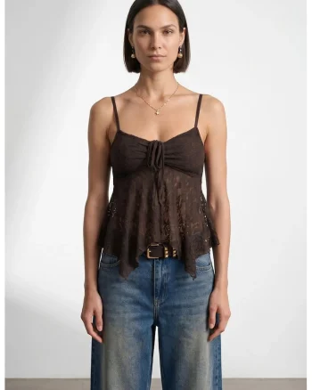 Bluza dama,  fara maneci, detalii cu siret, negru, poliamida-elastan