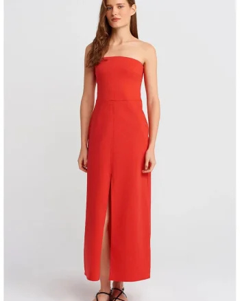 Rochie Midi,  Femei, Elegant, Rosu, Bumbac, Poliamida, Elastan