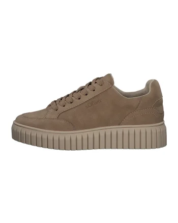 Pantofi sport flatform din piele ecologica, Maro camel