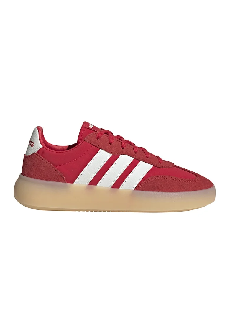 Pantofi sport Barreda Decode cu garnituri din piele intoarsa, Alb/Coral/Caramiziu