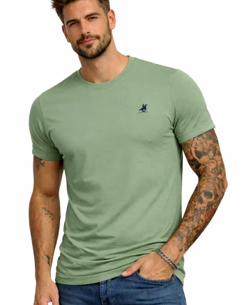 Tricou cu detaliu logo brodat, Verde