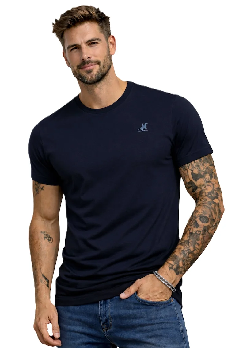 Tricou cu detaliu logo brodat, Bleumarin