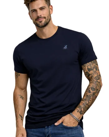 Tricou cu detaliu logo brodat, Bleumarin