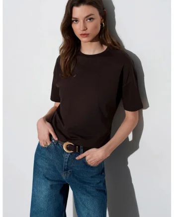 Tricouri dama,  tricou din bumbac, maneca scurta, maro cafea