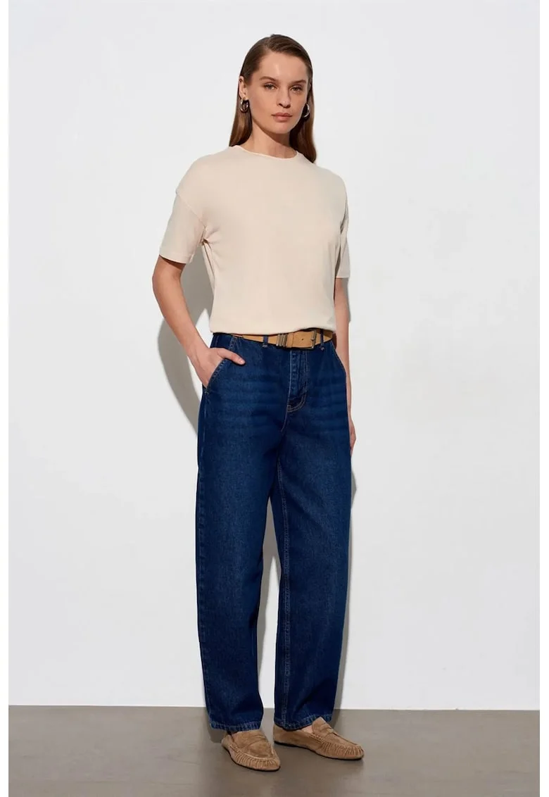 Tricou  din bumbac, maneca scurta, crem natural, regular fit