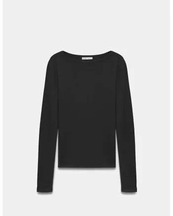Pulover dama,  slim-fit, decolteu barcadwqfwqd, Negru