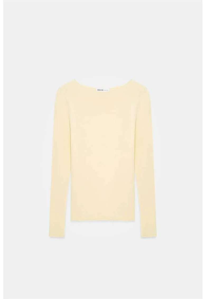 Pulover dama,  slim-fit, tricot subtireqwdfwq, Crem