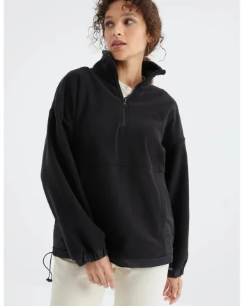Hanorac dama,  oversized, negru, poliester, fermoar
