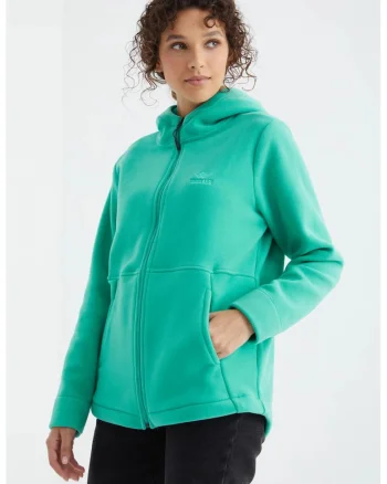 Hanorac dama,  gluga, fermoar, verde menta, poliester