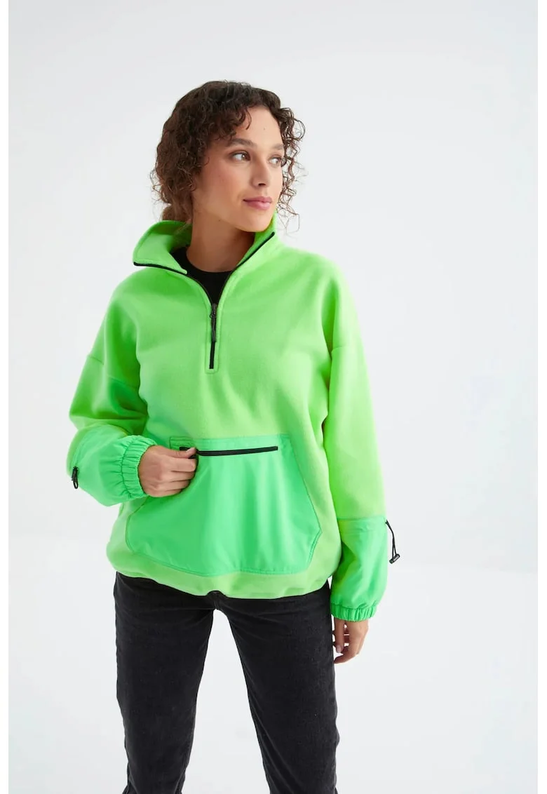 Hanorac dama,  oversized, verde lime, poliester
