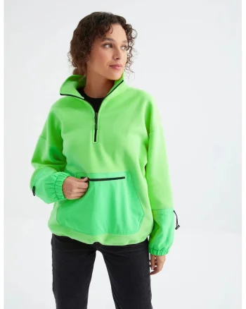 Hanorac dama,  oversized, verde lime, poliester