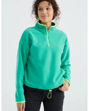 Hanorac dama,  supradimensionat, din plus, verde menta, fermoar