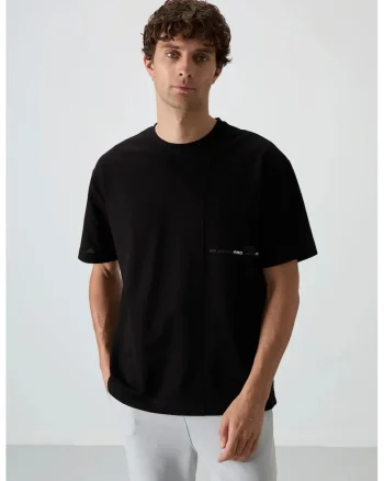 Tricou barbati,  supradimensionat, imprimeu pe spate, negru, bumbac si poliester