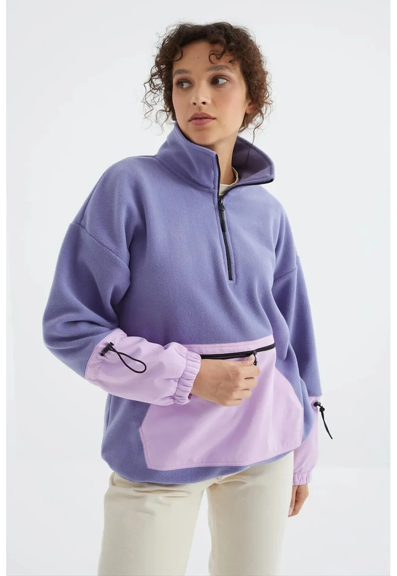 Hanorac dama,  supradimensionat, fleece, mov