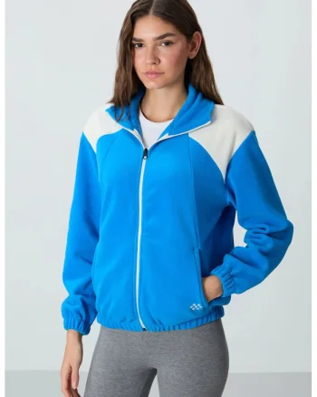 Hanorac dama,  oversized, albastru, fleece