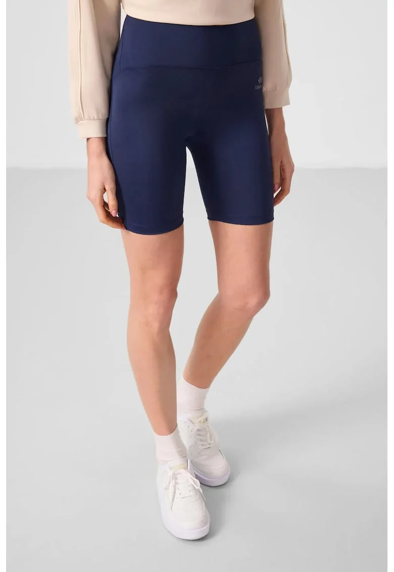 Colanti scurti,  slim fit, albastru marin, lycra, talie inalta