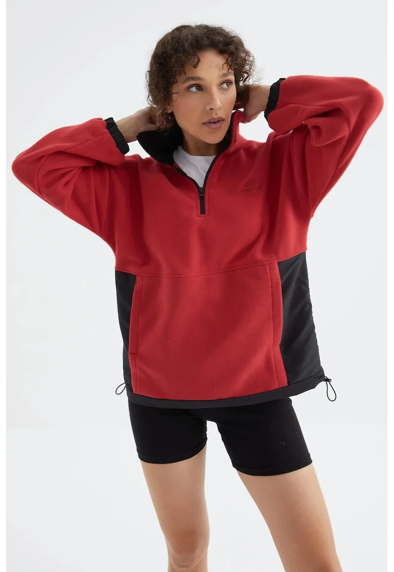 Hanorac dama,  oversized, 100% poliester, rosu