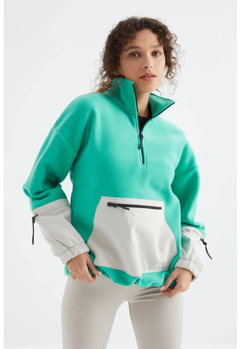Hanorac dama,  Oversized, fleece, turcoaz