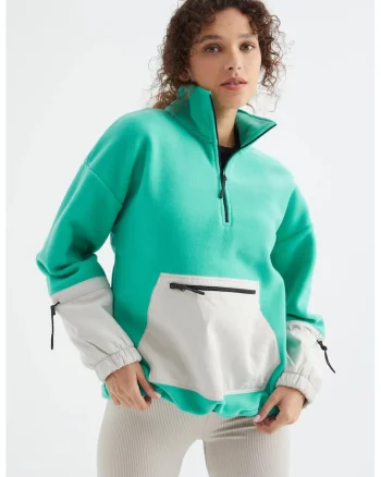 Hanorac dama,  Oversized, fleece, turcoaz