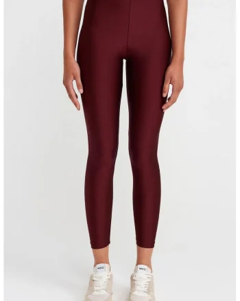 Colanti,  cu talie inalta, croiala slim, rosu burgundy, elastic, 80% poliamida/20% elastan