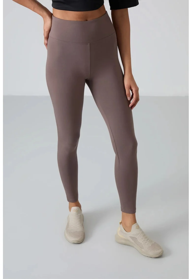 Colanti,  talie inalta, elastic, maro mocha, bumbac/elastan