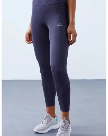 Colanti,  talie inalta, croiala slim, gri antracit, elastic, poliester/elastan