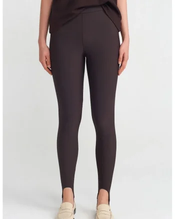 Colanti,  High-Waist Slim-Fit, elastic, maro cafea, 80% poliamida/20% elastan