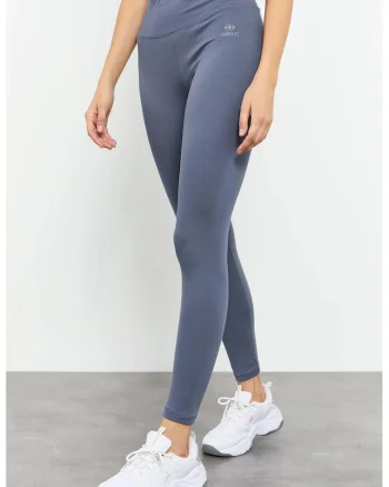Colanti  talie inalta, elastic, gri ardezie, bumbac/elastan