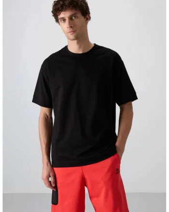 Tricou supradimensionat,  elastic, negru, bumbac-poliester-lycra