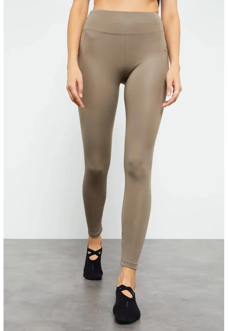 Colanti  lungi, talie inalta, skinny, bej natural, material elastic