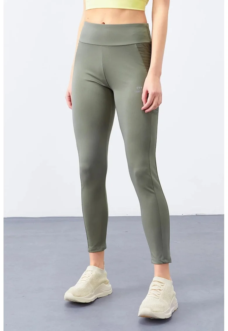 Colanti,  slim fit, elasticitate, verde kaki, poliester/elastan