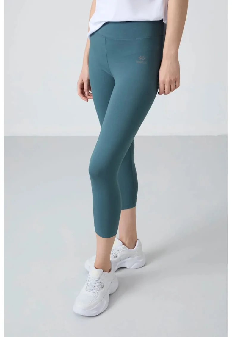 Colanti,  Capri, talie inalta, elastic, verde salvie, bumbac
