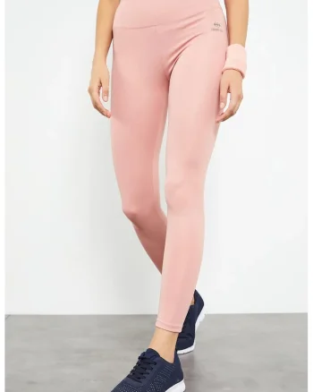 Colanti  talie inalta, croiala slim, roz pudrat, elastic, poliester/elastan