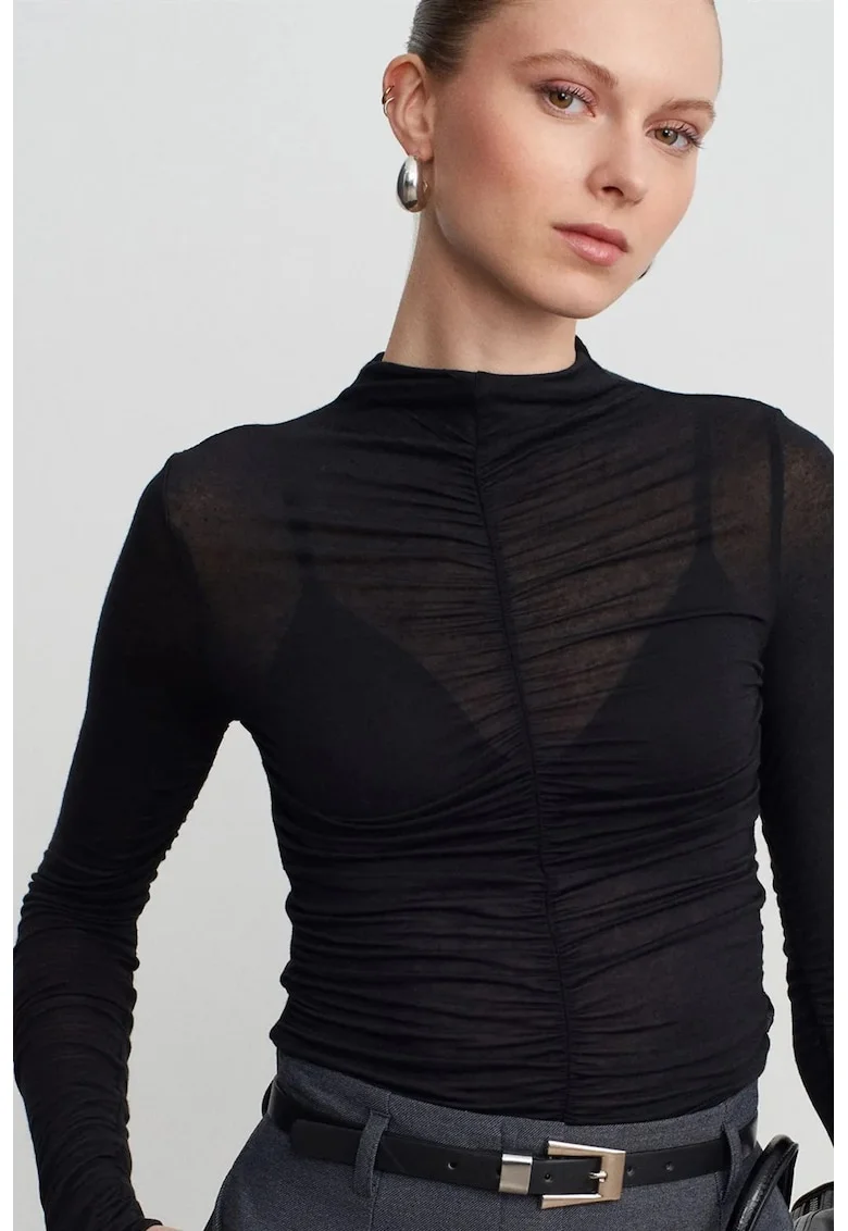 Bluza de dama,  Bluza Slim Fit, casual, negru, jerseu