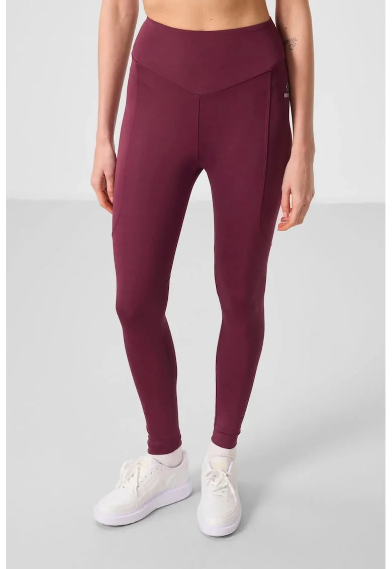Colanti  skinny, talie inalta, elastic, rosu burgundy, poliester/elastan